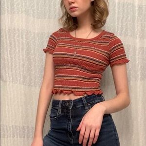 Red Striped Crop Top